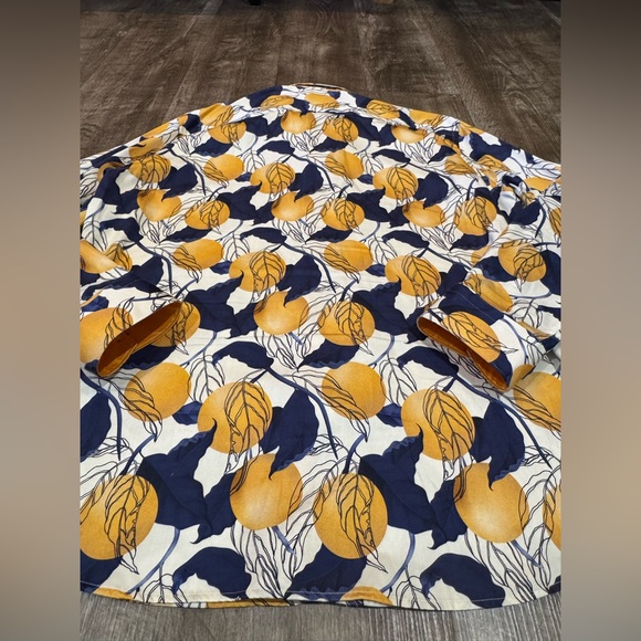 Avenue 21 Men's Printed Cotton Button-Up Shirt XL Black Yellow/navy Premium - Picture 8 of 8